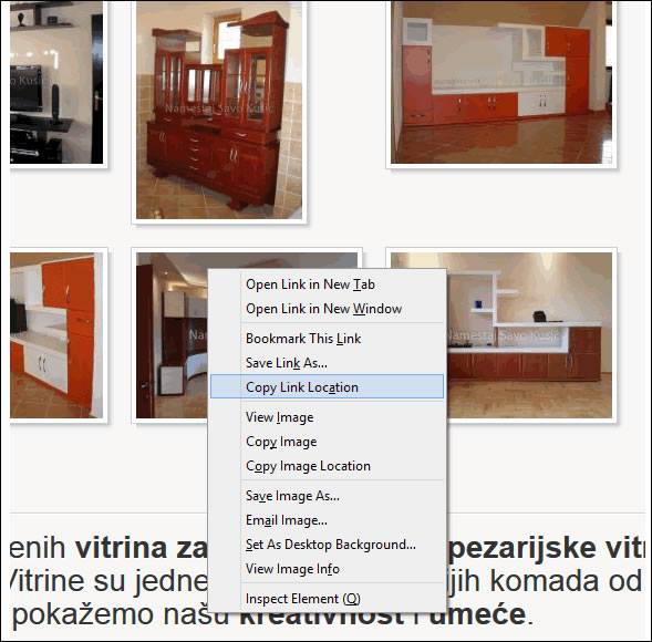 kopiraje linka lokacije fotografije